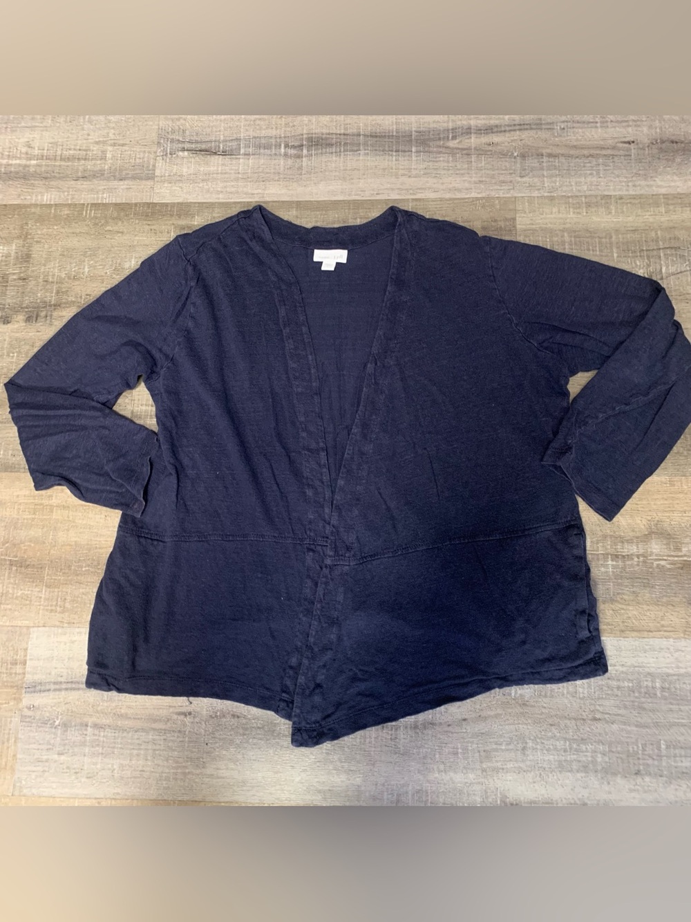 J. Jill Love Linen Navy Blue Open Front Cardigan Women's Size Large
